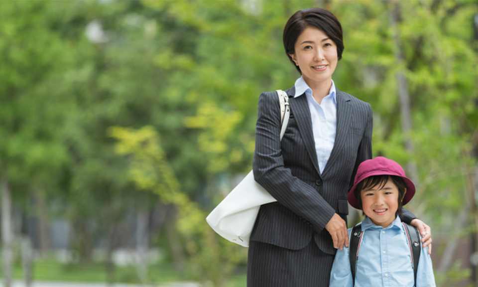 Japanese businesswoman and her child